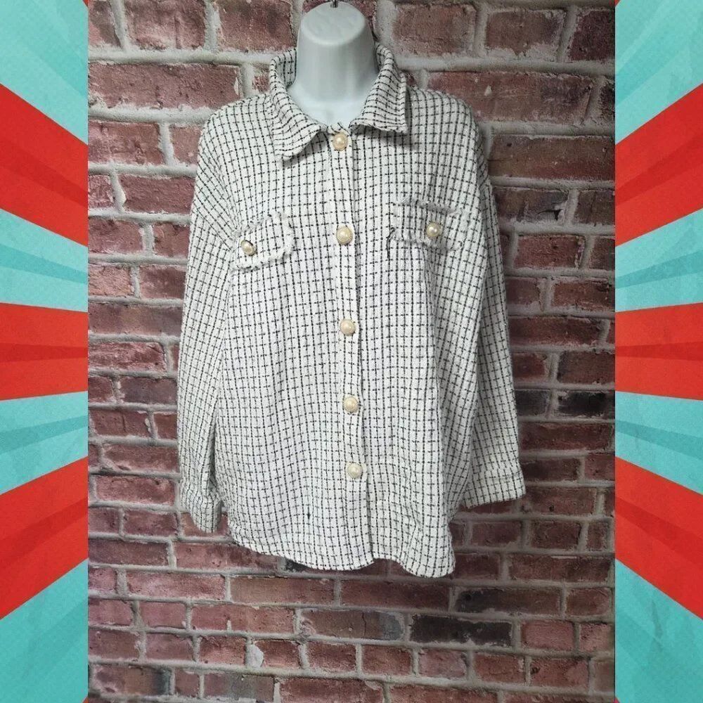 Andree by Unit Button Down Shirt‎ | Women’s Medium | Black & White Collared